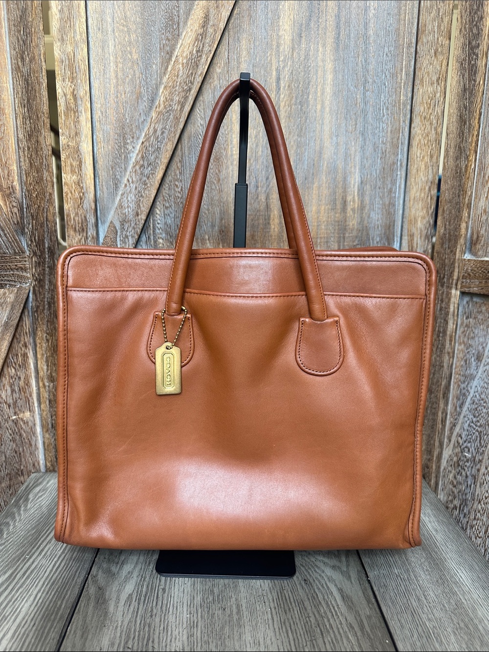 Coach Vintage B7C-7302 British Tan Cognac Leather Satchel Tote
